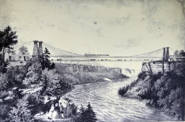 Die Eisenbahn-Hängebrücke, in der Nähe der Niagarafälle